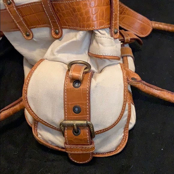 Just Cavalli leather canvas hand bag tan brown - Picture 8 of 8